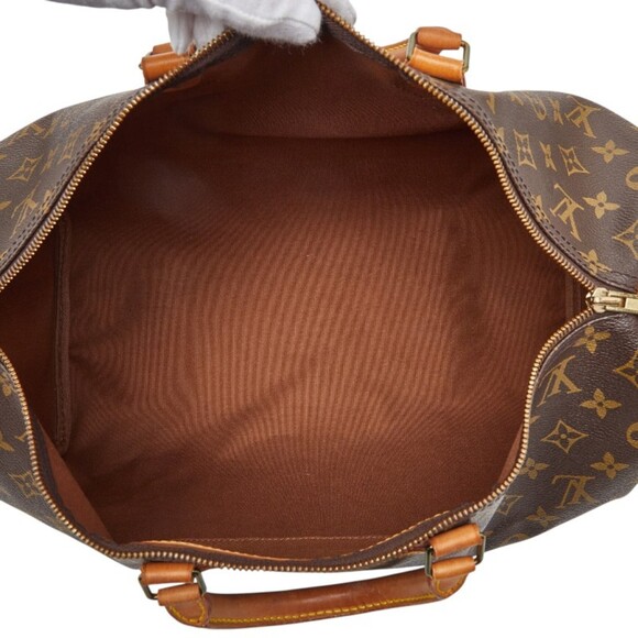 LOUIS VUITTON Authentic Brown Monogram Leather Speedy 40 Boston Bag - Picture 10 of 12